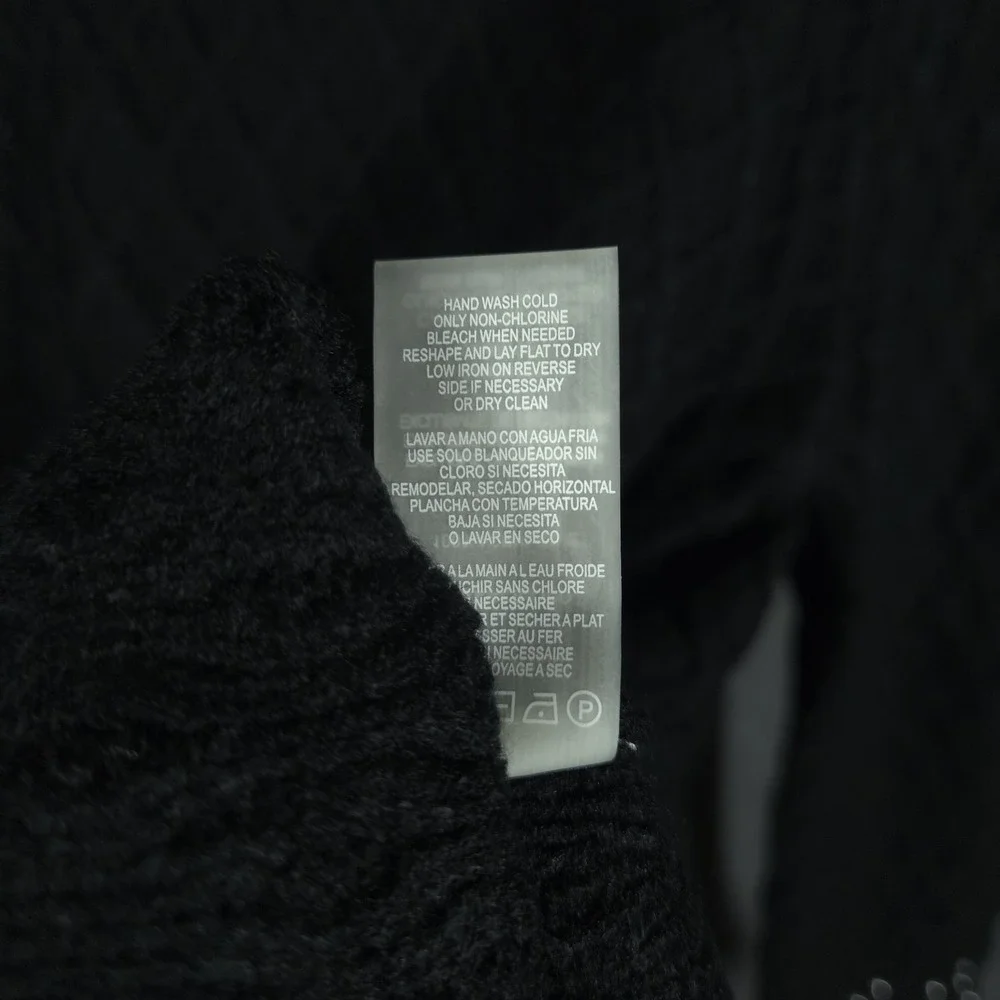 Karl Lagerfeld Paris Black Diamond Knit Pearl Embellished‎ Sweater Womens Size S